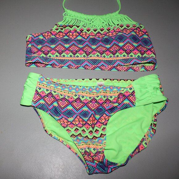 Multi Color 2 Pcs Justice Bikini Swimsuit Size 16 - Picture 1 of 10